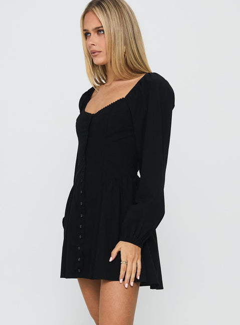 Toulouse Long Sleeve Mini Dress Black