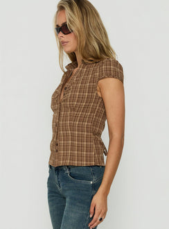 Arianwyn Short Sleeve Shirt Brown Check