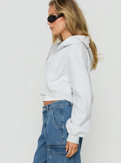 Zellah Double Ended Zipper Hoodie Grey Marle