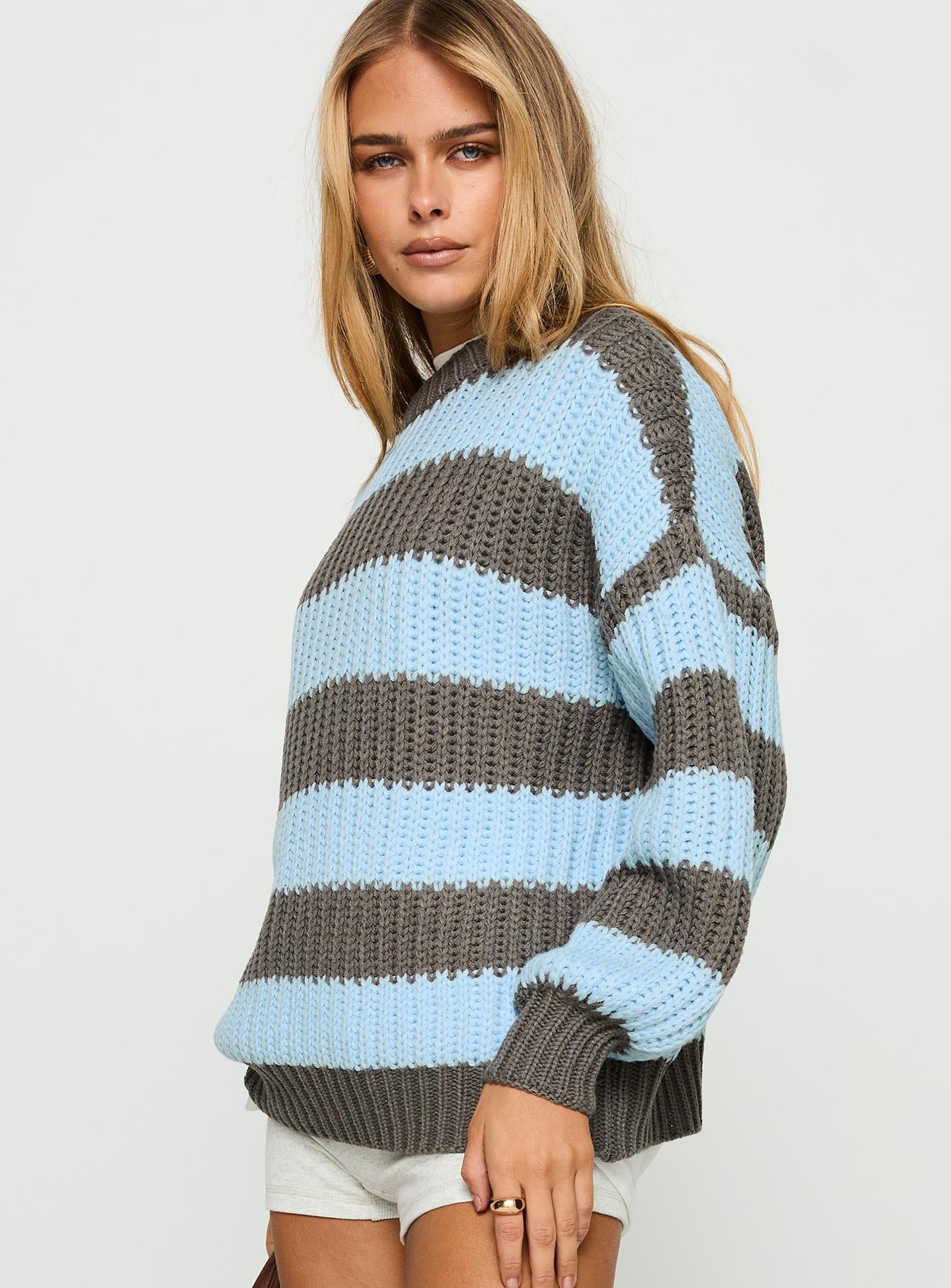 Starry Night Knit Sweater Blue Stripe