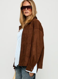 Goldsmith Faux Suede Bomber Jacket Brown