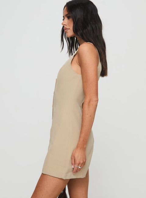 Damico Romper Beige Pinstripe