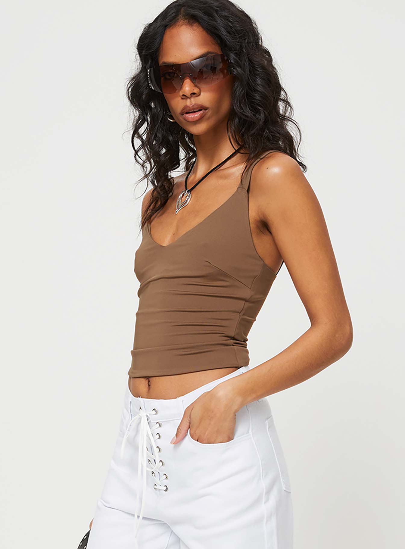 product Princess Polly Sleeveless Sweetheart  Makahna Top Brown