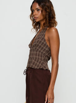 Pleasing Top Brown Check