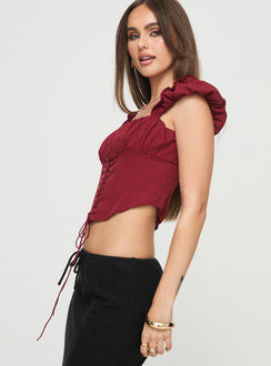 Corset top Cap sleeve, boning throughout, pleated bust, curved hem, zip fastening at back Non-stretch material, fully lined