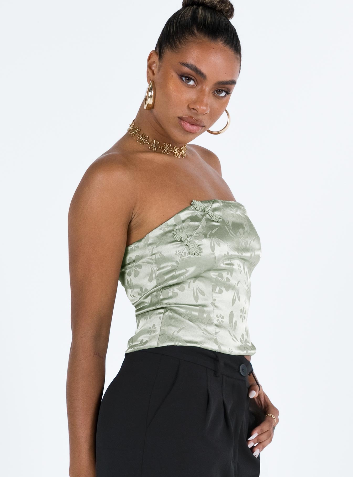 product Princess Polly Sleeveless Square Neck  Lalor Strapless Top Green