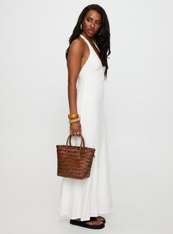 Salone Linen Halter Maxi Dress White