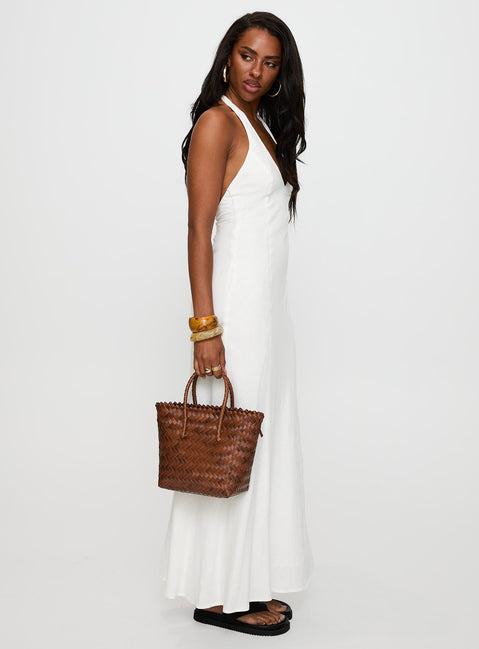 Salone Linen Halter Maxi Dress White