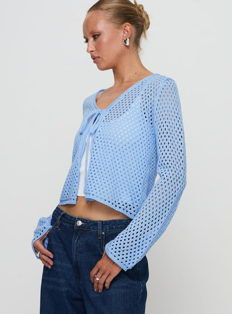 Marisole Tie Front Knit Cardigan Blue
