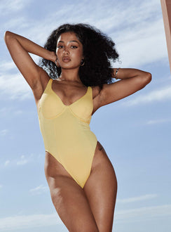 January Underwire Ribbed One Piece Yellow
