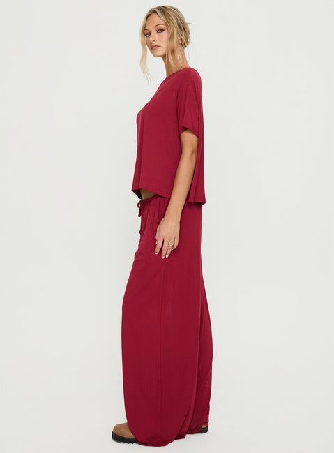 Cozy Hour Sleep Relaxed Pants Red