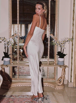 product Princess Polly Crew Neck  Isbell Satin Maxi Dress White