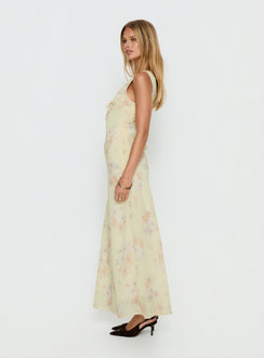 Joannah V Neck Midi Dress Yellow Floral