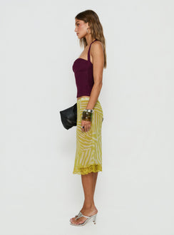 Babydoll Sheer Midi Skirt Chartreuse