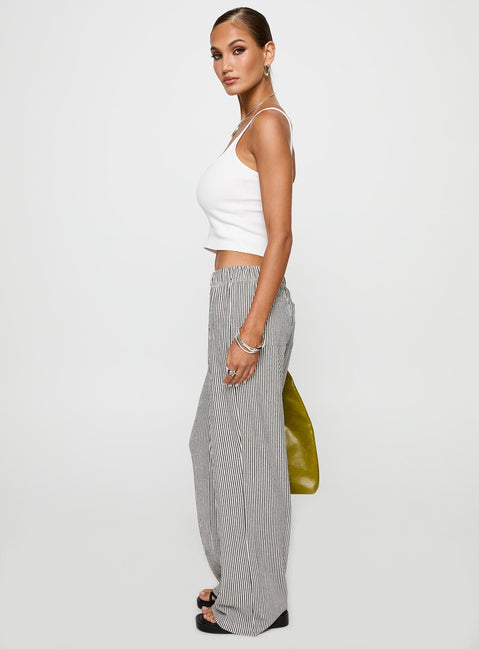 Beach House Pants Black / White Stripe