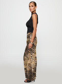 side view of model wearing Princess Polly Low Rise Roomy Pants Multi Low Rise Pants 