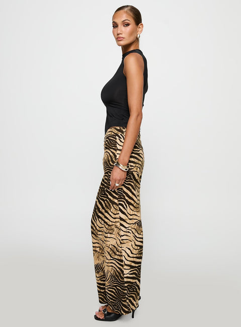 side view of model wearing Princess Polly Low Rise Roomy Pants Multi Low Rise Pants 