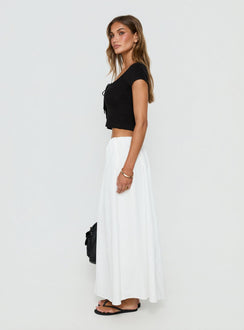 Lunea Concealed Waistband Maxi Skirt White