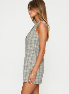 Good Manners Mini Dress Sage Check