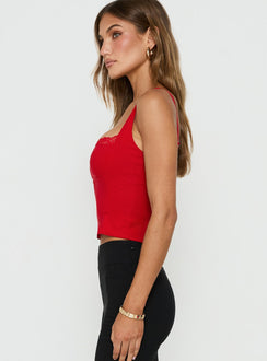 Tovelle Panelled Lace Neckline Corset Top Red