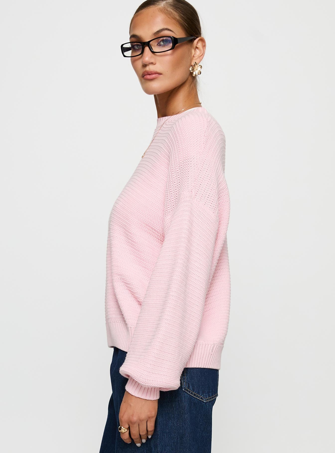 Melzo Crew Neck Knit Sweater Pink