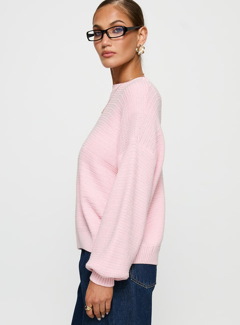 Melzo Crew Neck Knit Sweater Pink