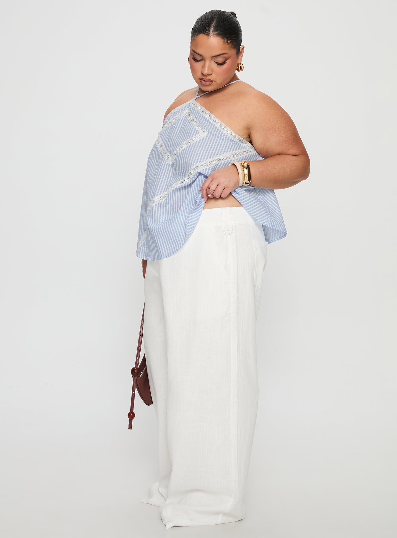Pedra Wide Leg Pant White Curve