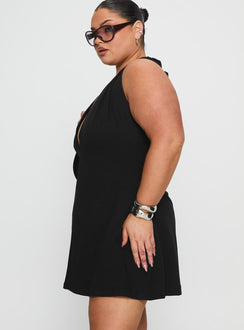 Hollywood Hills Plunge Neck Playsuit Black Curve