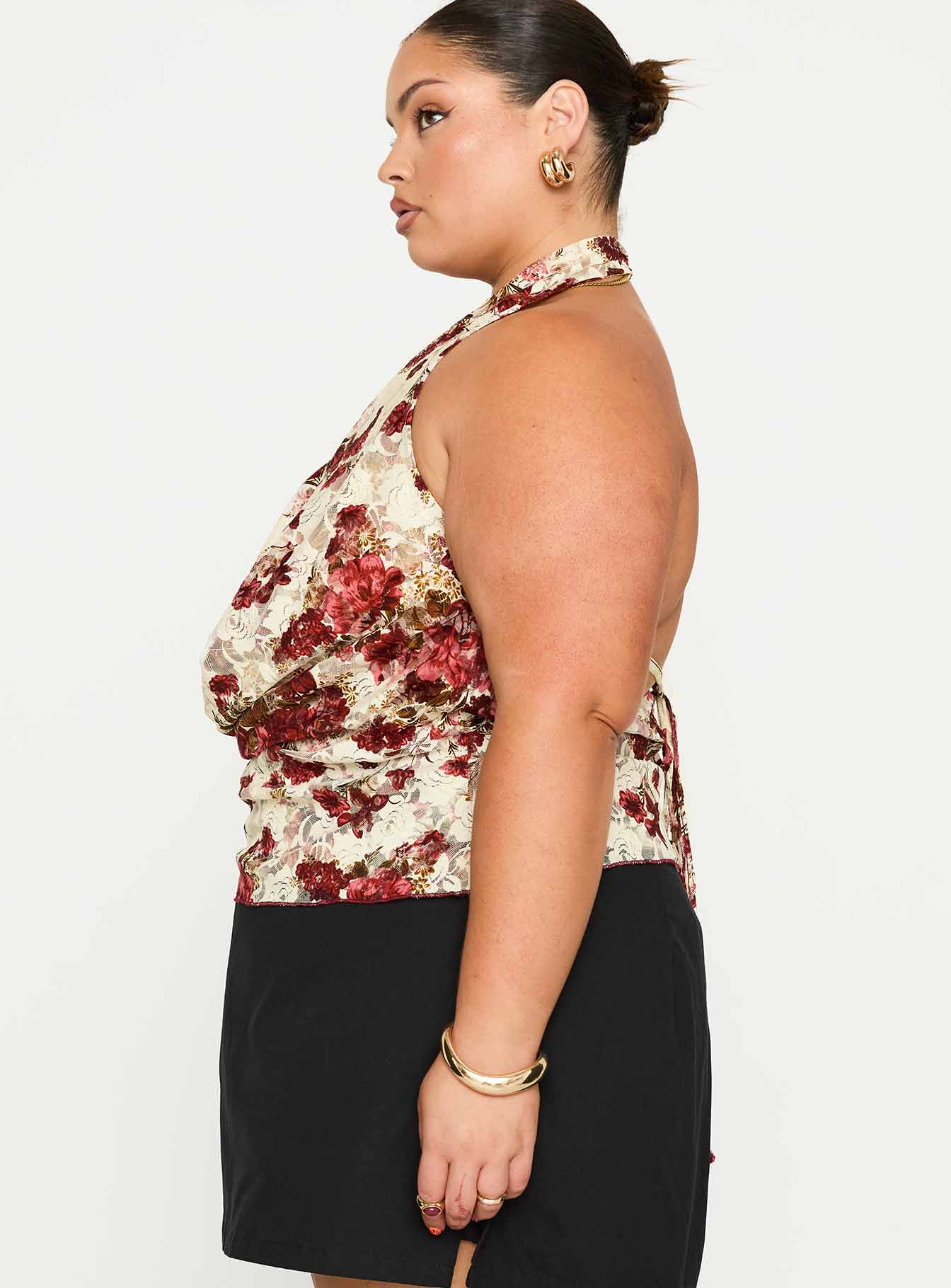 Capulet Halter Cowl Top Floral Curve