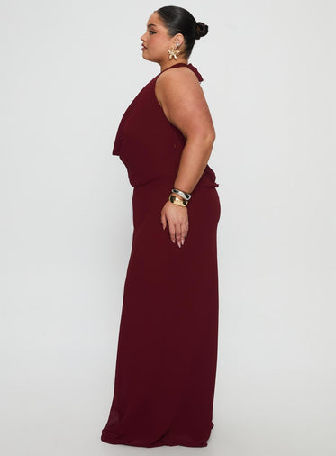 Vortexa Halter Maxi Dress Currant Curve