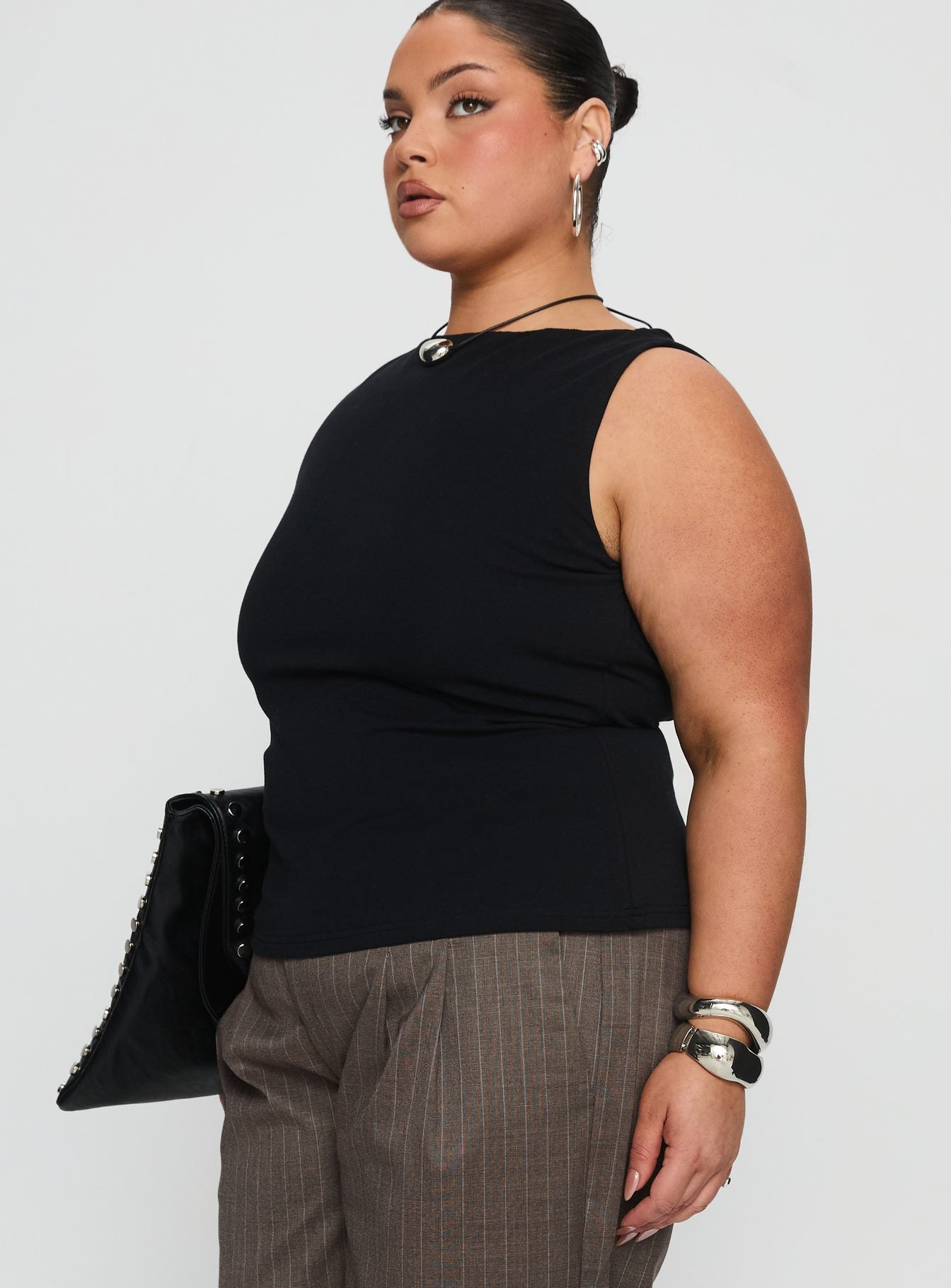 Lose Your Number High Neck Top Black Curve