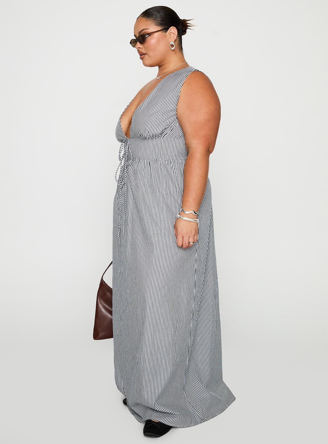 Pokey Maxi Dress Black / White Stripe Curve