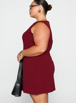 Zimmie Mini Dress Burgundy Curve