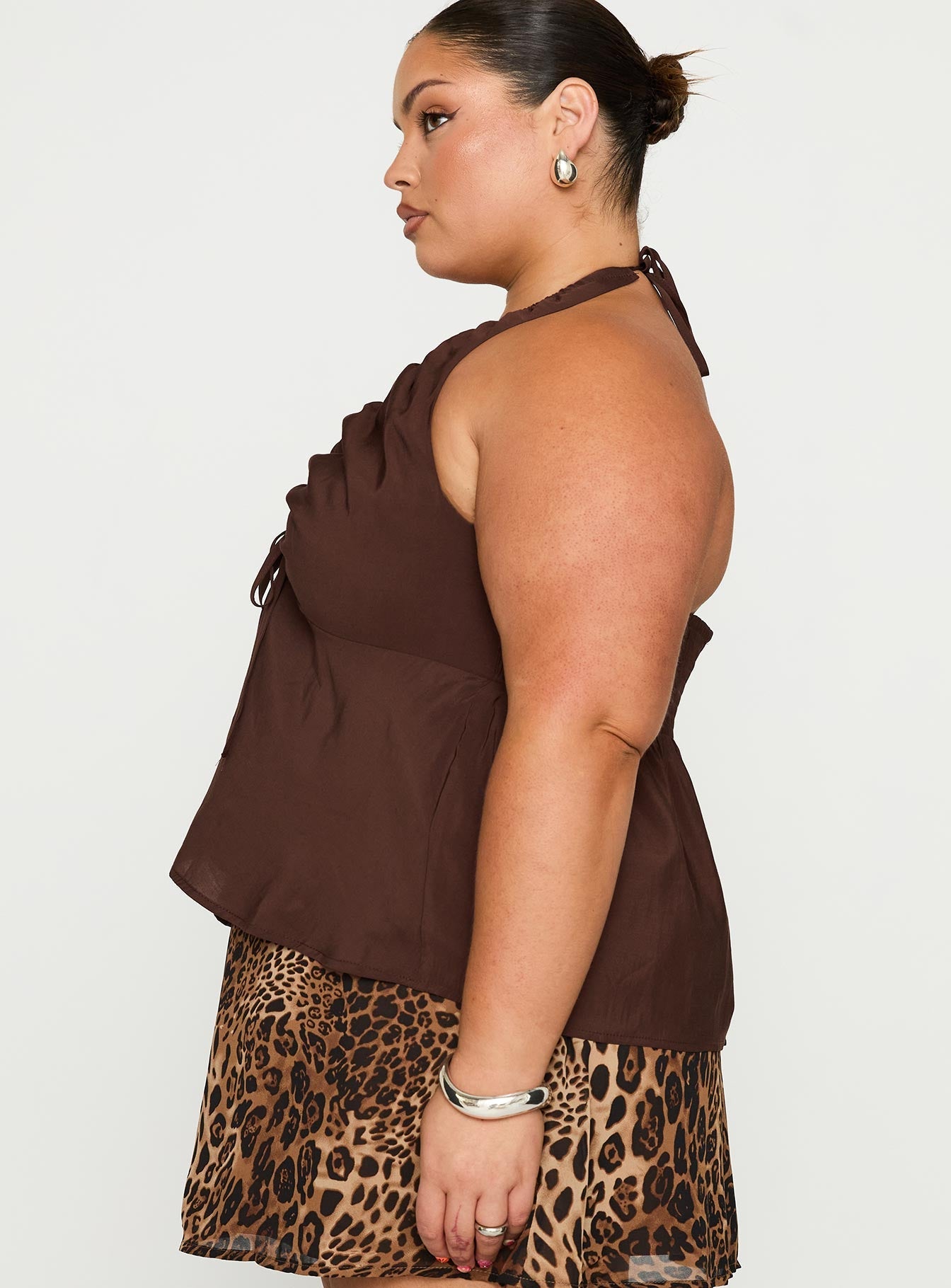 Gadot Halter Top Brown Curve