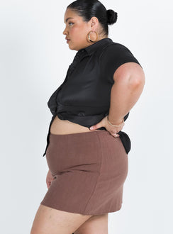 Mini skirt Linen look material  Invisible zip fastening at back