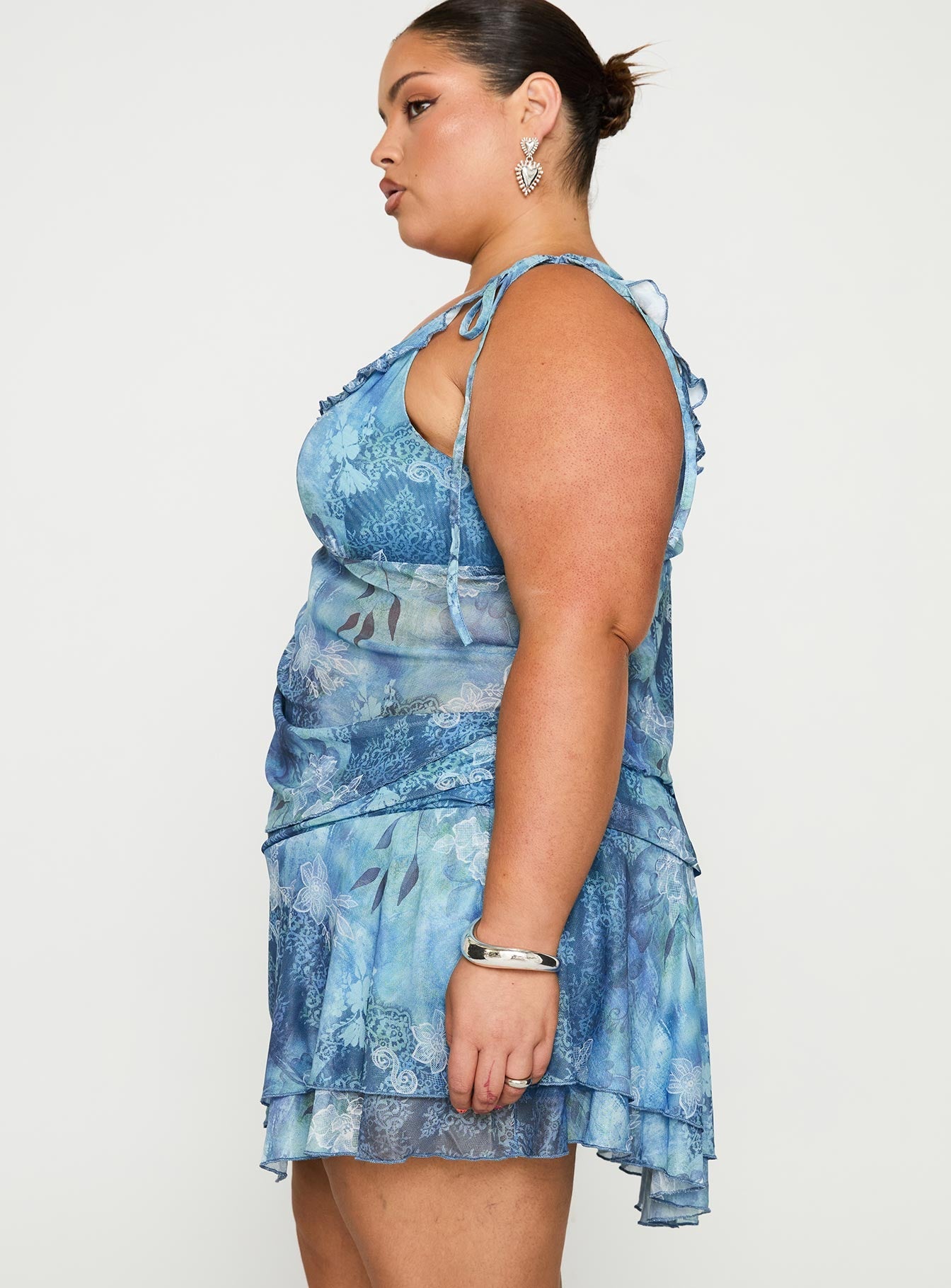 Rosee Frill Mini Skort Blue Multi Curve