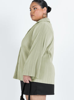product Princess Polly Full Sleeves High Neck  Louie Pleated Shirt Sage Curve
