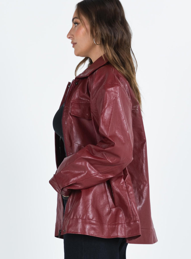 3510035 Burgundy Faux Leather Binding Jacket