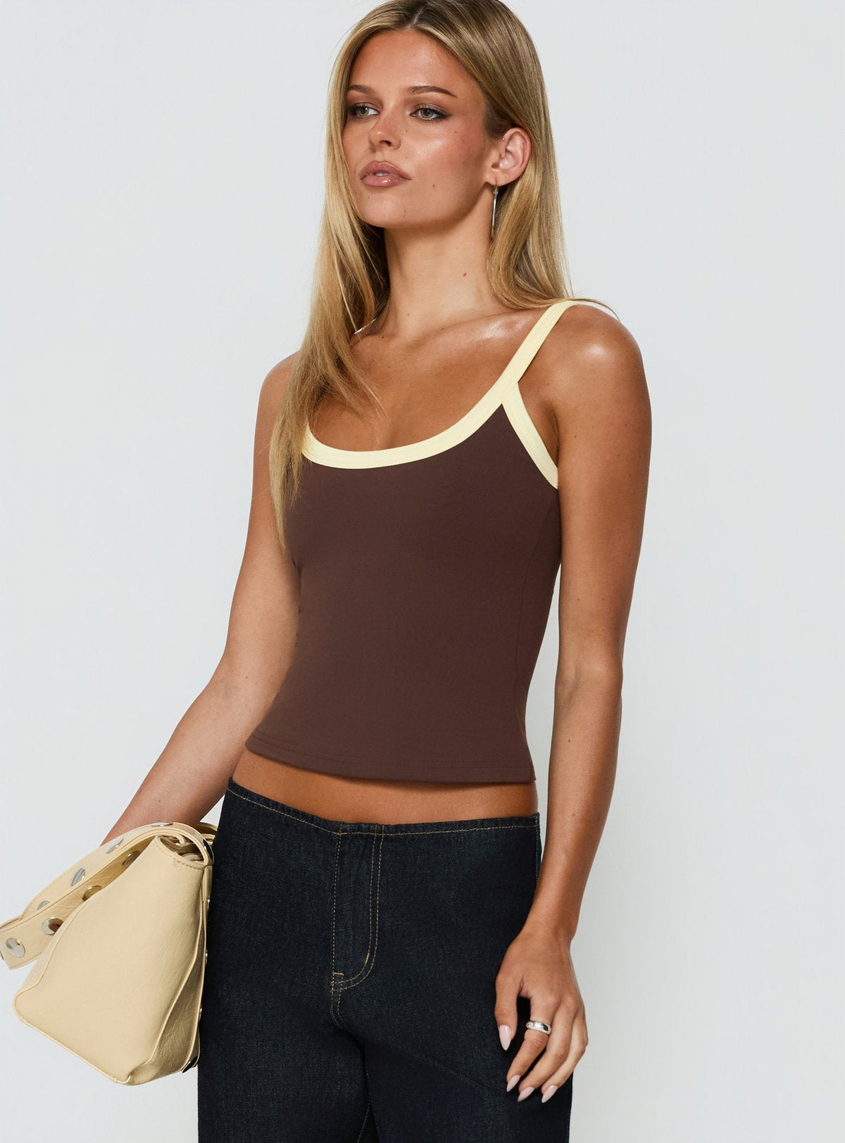 Kasper Cinched Tank Top Espresso / Butter