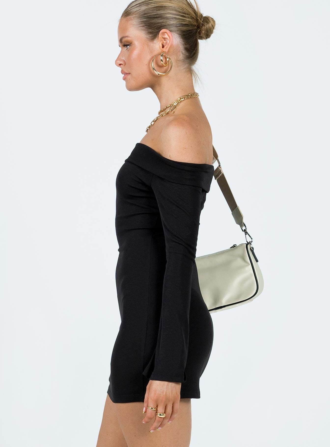 product Princess Polly Asymmetric Neckline  Anya Mini Dress Black