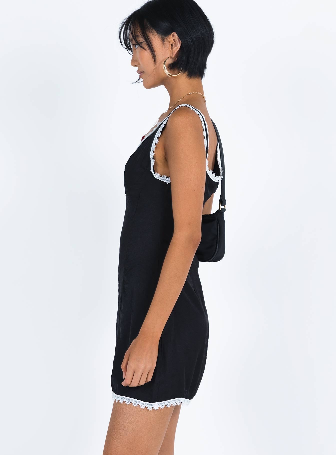 product Princess Polly Asymmetric Neckline  Fyfe Mini Dress Dusty Black