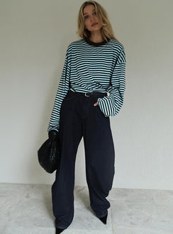 Horseshoe Mid Rise Barrel Leg Jeans Dark Denim