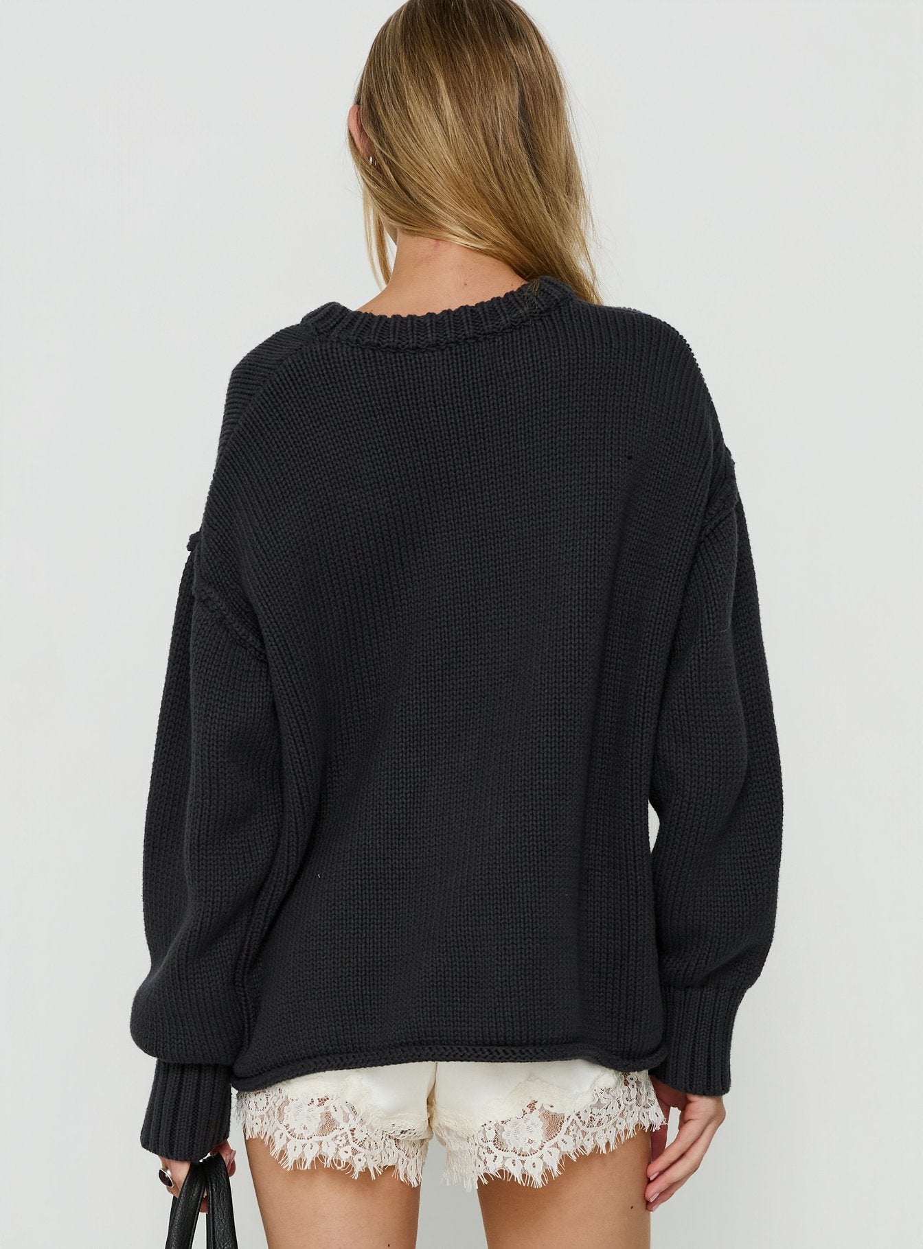 Wilda Crew Neck Knit Sweater Navy