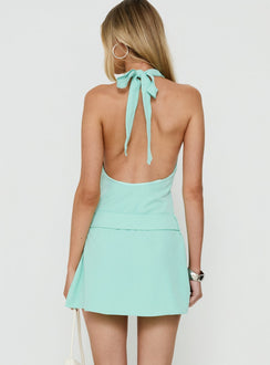 Luena Cowl Neck Belted Mini Dress Mint
