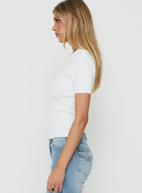 Happened One Night Keyhole Blouse Top White