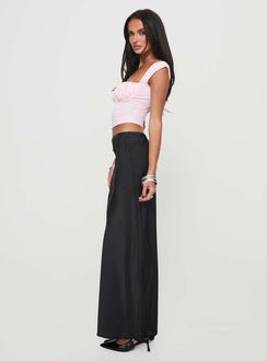  side view of model wearing Princess Polly Joder Maxi Skirt Black Maxi 