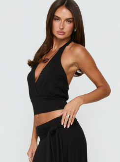 Arabele Halter Wrap Top Black