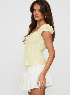 Gysella Off Shoulder Woven Top Yellow