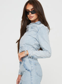 Denim jacket Moto style, zip fastening at front, lapel collar, button fastening at cuff