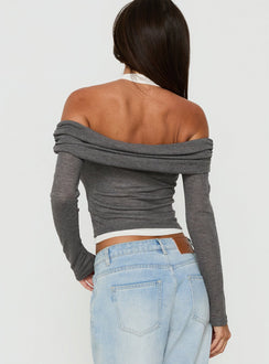 Ophellia Off Shoulder Layered Top Grey / White